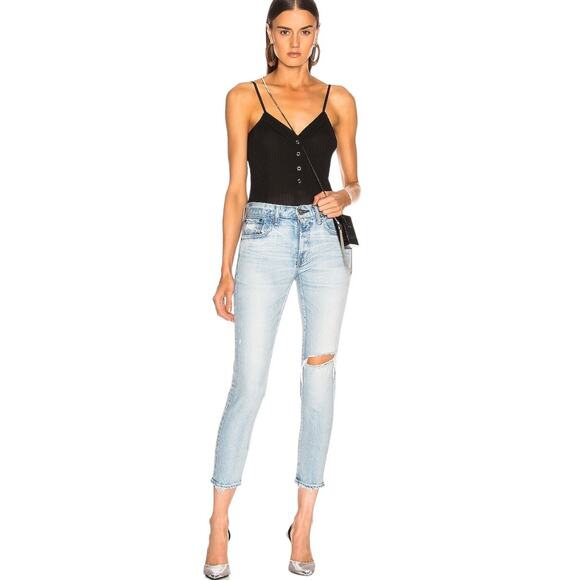 Moussy Vintage Vivian Skinny Jean Distressed In Light Wash Cropped Japan Size 25 - Picture 5 of 16